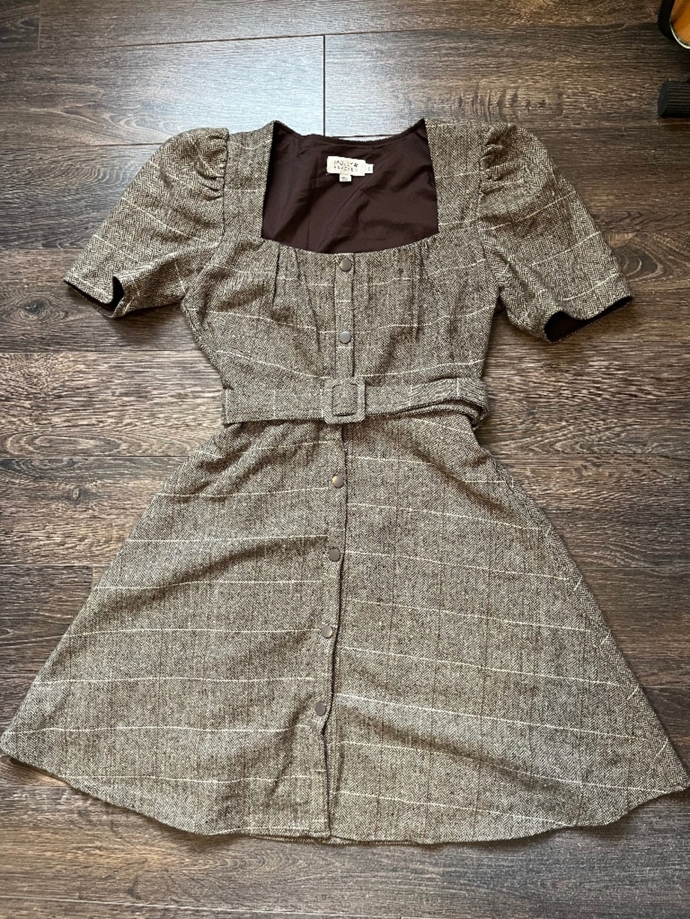 Herringbone wool blend dress